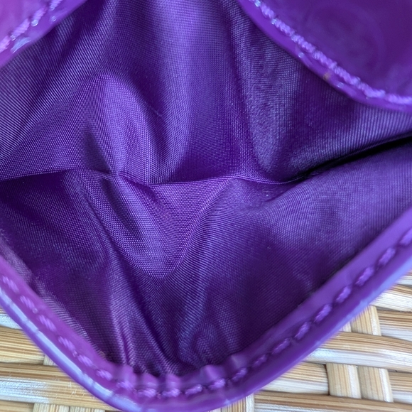 Coach Purple Coach Embossed Patent Leather Card Holder Case Wallet Pouch - Picture 7 of 11